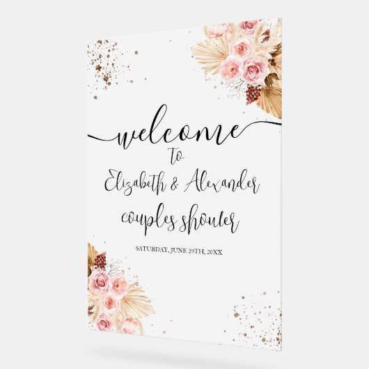 Frosted Acryl Welkomstbord Boho Couples Douche Acryl Bord (Hoek)