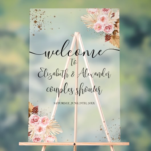 Frosted Acryl Welkomstbord Boho Couples Douche Bord (Neutraal)