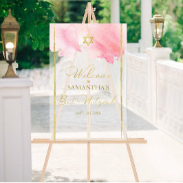 Frosted Acryl Welkomstborden Abstract Bat Mitzvah Acryl Bord