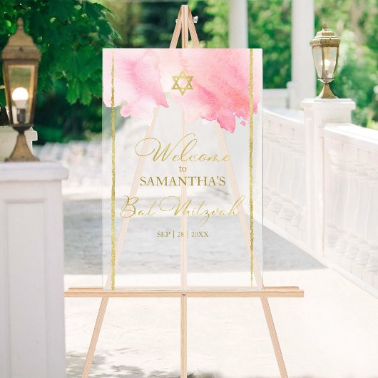 Frosted Acryl Welkomstborden Abstract Bat Mitzvah Acryl Bord