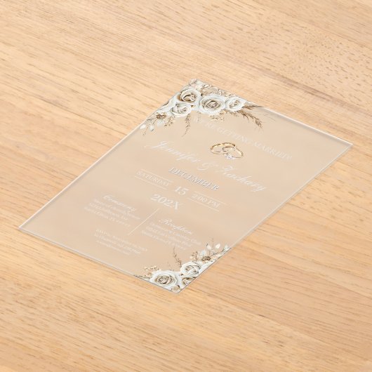 Frosted acrylic boho wedding acryl uitnodigingen (Laagn)