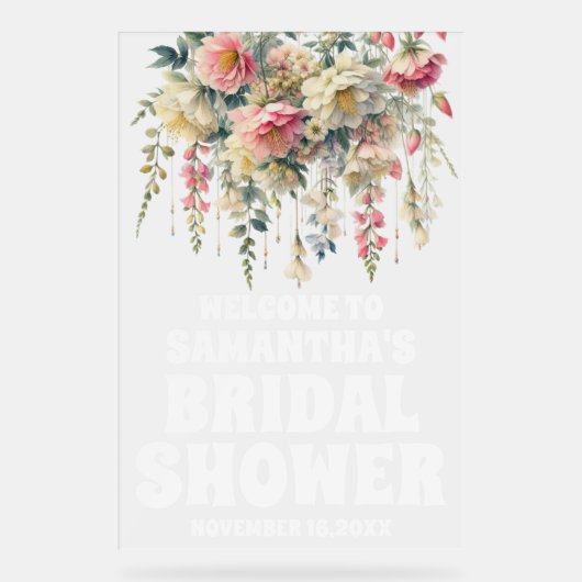 Frosted Acrylic Floral Vrijgezellenfeest Welkomstb Acryl Bord (Voorkant)