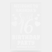 Frosted Acrylic Sweet 16 Welkomstbord Acryl Bord (Voorkant)