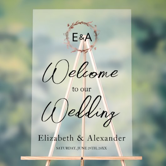 Frosted Acrylic Wedding Welkomstbord | Monogram Acryl Bord (Neutraal)