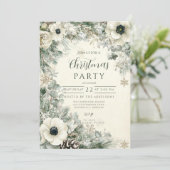 Frosted Anemone Winter Christmas Kaart (Staand voorkant)