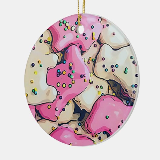 Frosted Animal Cookie Pattern Keramisch Ornament (Links)