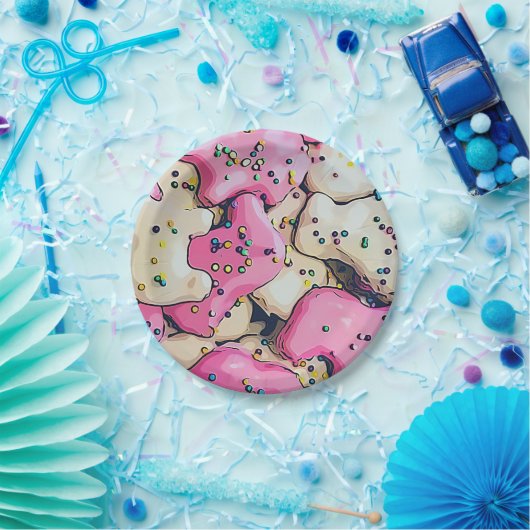 Frosted Animal Cookie Pattern Papieren Bordje (Feest)