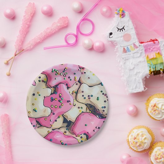 Frosted Animal Cookie Pattern Papieren Bordje (Feest)