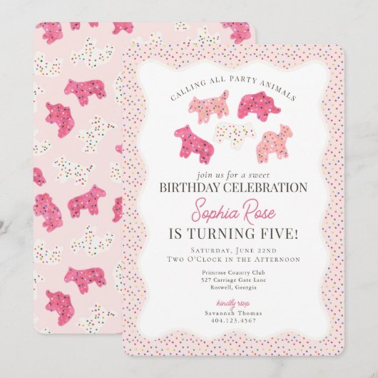 Frosted Animal Cookies Sweet verjaardagsfeestje Kaart (Voorkant / Achterkant)