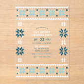 Frosted Aqua Ugly Sweater Christmas Party Acryl Uitnodigingen (Voorkant)