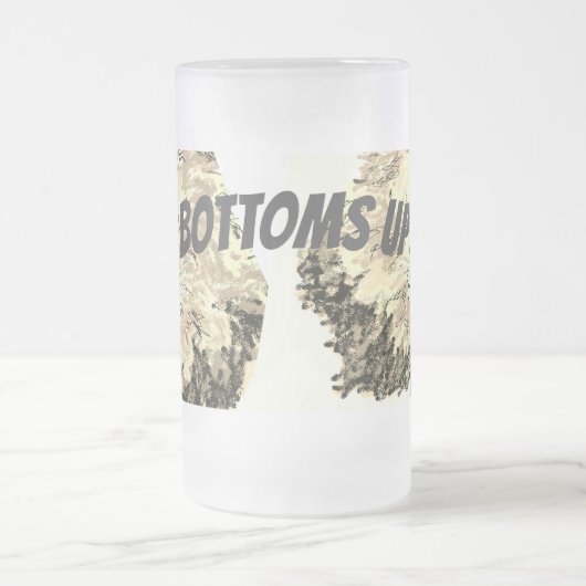 Frosted Beer Mok: Bottoms Up Matglas Bierpul (Center)