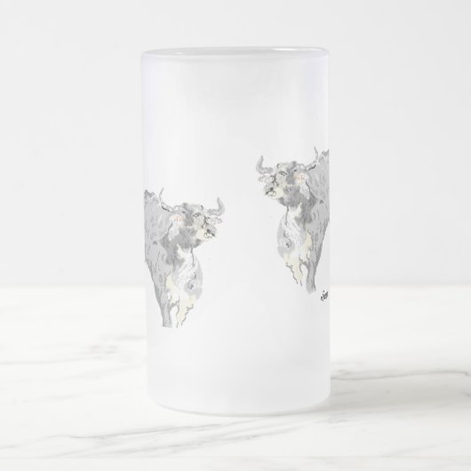 Frosted Beer Mok: Dorstig als een buffel Matglas Bierpul (Center)