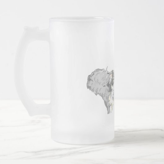 Frosted Beer Mok: Dorstig als een buffel Matglas Bierpul (Links)