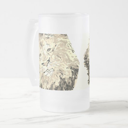 Frosted Beer Mug : king of The Jungle Matglas Bierpul (Voorkant links)