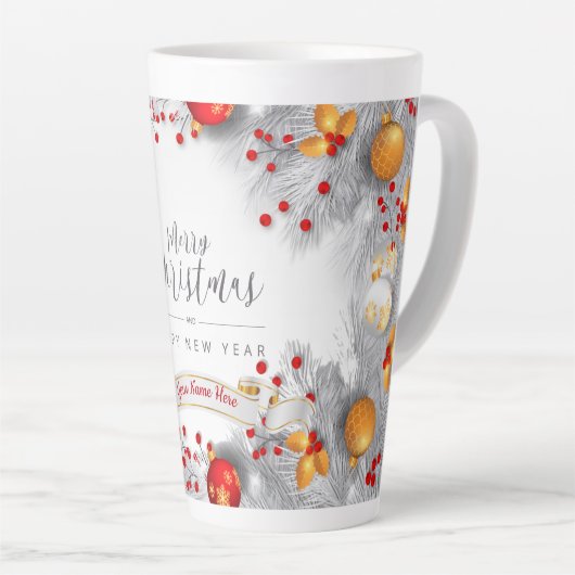 Frosted Berries Christmas (volledig Afbeelding) Latte Mok (Rechterhoek)