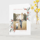Frosted Berries, Kerstfoto Wenskaart Kaart (Gele Bloem)