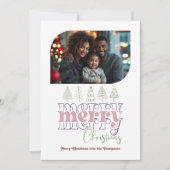 Frosted Berry Moderne Retro Doodle Kerstfoto Feestdagenkaart (Voorkant)