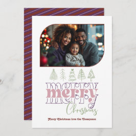 Frosted Berry Moderne Retro Doodle Kerstfoto Feestdagenkaart