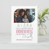 Frosted Berry Moderne Retro Doodle Kerstfoto Feestdagenkaart (Staand voorkant)