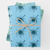 Frosted Bliss: Lichtblauwe Snowburst Kerstmis Inpakpapier Vel (In situ)