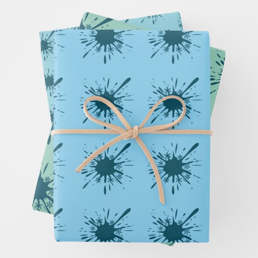 Frosted Bliss: Lichtblauwe Snowburst Kerstmis Inpakpapier Vel (In situ)