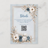 Frosted Bloom Dusty Blue and Gold Wedding Informatiekaartje (Voorkant)