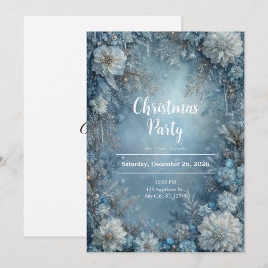 Frosted Bloom Winter Bloemen Kerstmis Kaart (Voorkant / Achterkant)