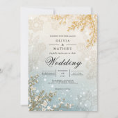 Frosted Bloom Winter Romance Wedding Kaart (Voorkant)