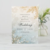 Frosted Bloom Winter Romance Wedding Kaart (Staand voorkant)