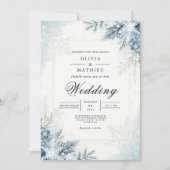 Frosted Bloom Winter Wedding Kaart (Voorkant)