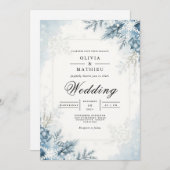 Frosted Bloom Winter Wedding Kaart (Voorkant / Achterkant)