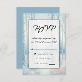 Frosted Blue Birch Forest bruiloft RSVP Kaartje