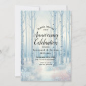 Frosted Blue Birch Forest Jubileum Party Kaart (Voorkant)
