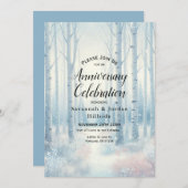 Frosted Blue Birch Forest Jubileum Party Kaart (Voorkant / Achterkant)