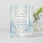 Frosted Blue Birch Forest Wedding Kaart (Staand voorkant)