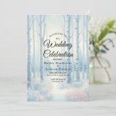 Frosted Blue Birch Forest Wedding Kaart (Staand voorkant)