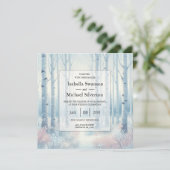 Frosted Blue Birch Forest Wedding Kaart (Staand voorkant)
