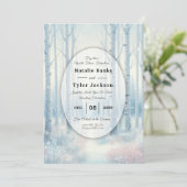 Frosted Blue Birch Forest Wedding Kaart (Staand voorkant)