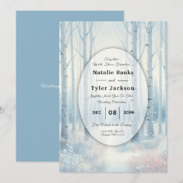 Frosted Blue Birch Forest Wedding Kaart