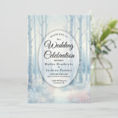Frosted Blue Birch Forest Wedding Kaart (Staand voorkant)