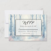 Frosted Blue Birch Forest Wedding RSVP Kaartje (Voorkant)