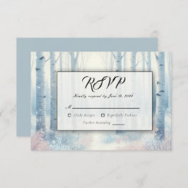 Frosted Blue Birch Forest Wedding RSVP Kaartje
