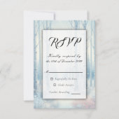 Frosted Blue Birch Forest Wedding RSVP Kaartje (Voorkant)