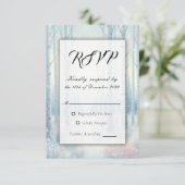 Frosted Blue Birch Forest Wedding RSVP Kaartje (Staand voorkant)
