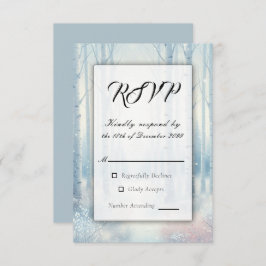 Frosted Blue Birch Forest Wedding RSVP Kaartje