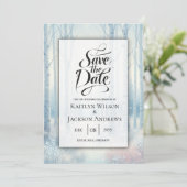 Frosted Blue Birch Forest Wedding Save The Date (Staand voorkant)