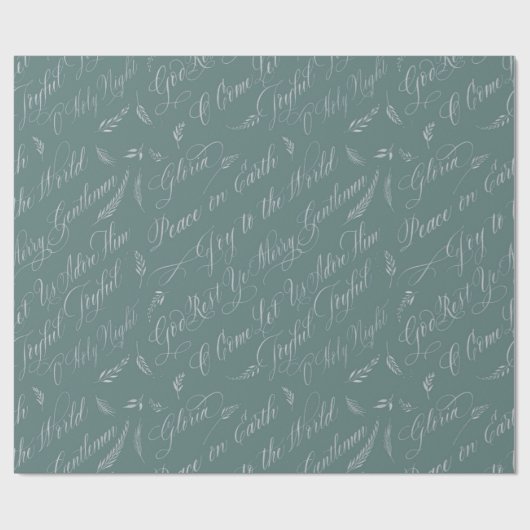 Frosted Blue Carols Cadeaupapier (Vlak)