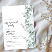Frosted Blue Eucalyptus Winter Engagement Party Kaart