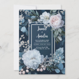 Frosted Blue Floral Wedding Kaart