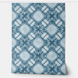 Frosted Blue Geometric Snowflake Behang